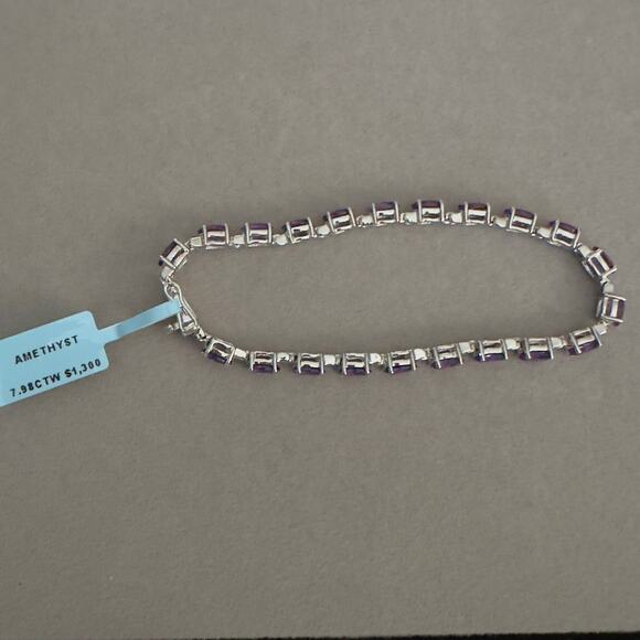 Beautiful Genuine Amethyst Bracelet 7.25in, 4.5mm 7.98ctw~Retail $1300~NEW - Picture 12 of 14